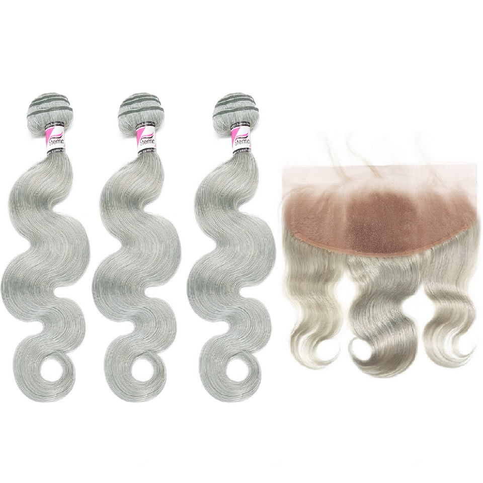 Stema Grey Body Wave Virgin Hair With 13x4 Regular Lace Frontal